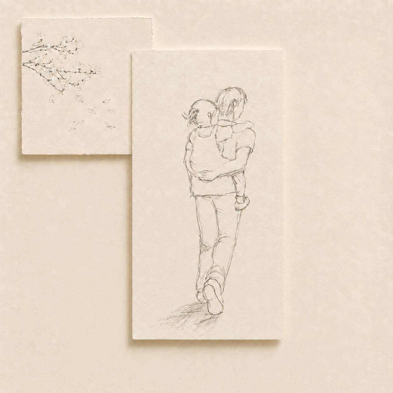 A collage built from Esther Cho's original childhood sketch